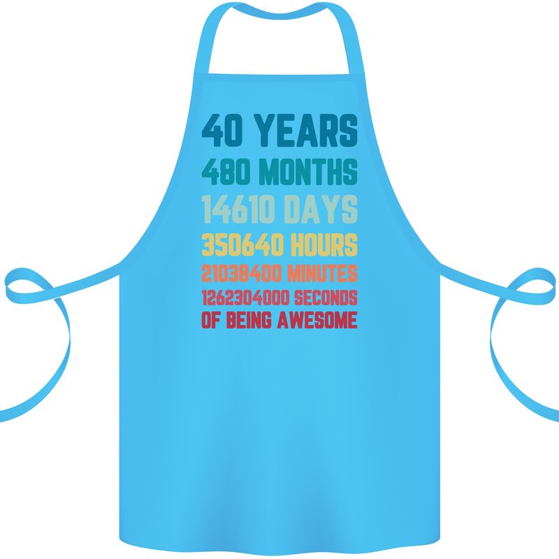 40th Birthday 40 Year Old Cotton Apron 100% Organic Turquoise