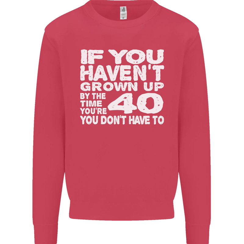 40th Birthday 40 Year Old Don't Grow Up Funny Mens Sweatshirt Jumper Heliconia