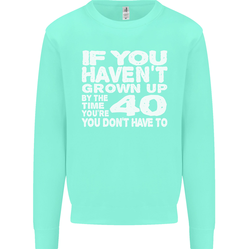 40th Birthday 40 Year Old Don't Grow Up Funny Mens Sweatshirt Jumper Peppermint