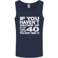 40th Birthday 40 Year Old Don't Grow Up Funny Mens Vest Tank Top Navy Blue
