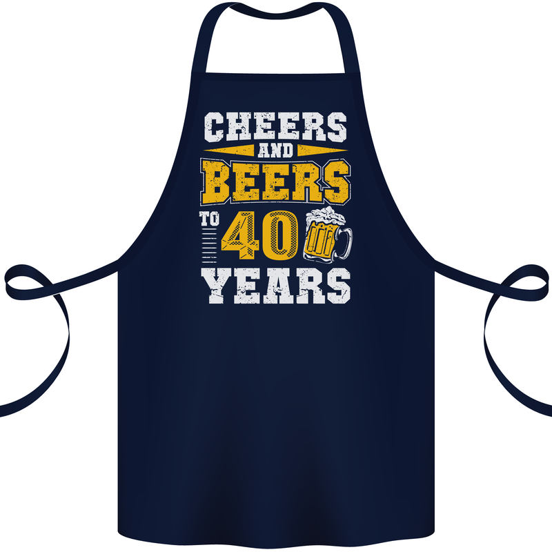 40th Birthday 40 Year Old Funny Alcohol Cotton Apron 100% Organic Navy Blue