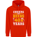 40th Birthday 40 Year Old Funny Alcohol Mens 80% Cotton Hoodie Bright Red