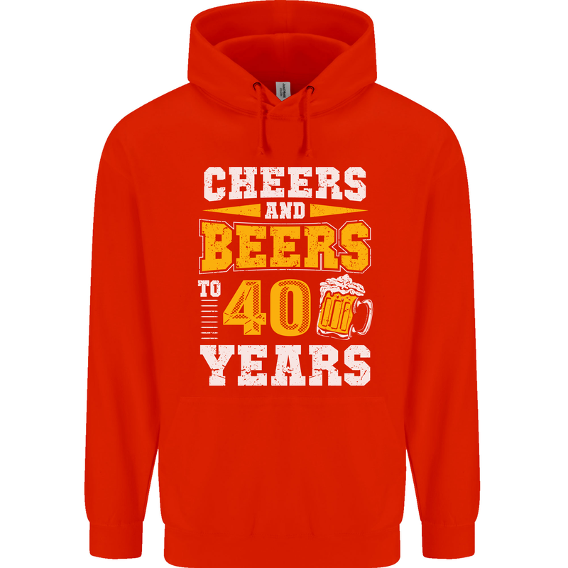 40th Birthday 40 Year Old Funny Alcohol Mens 80% Cotton Hoodie Bright Red
