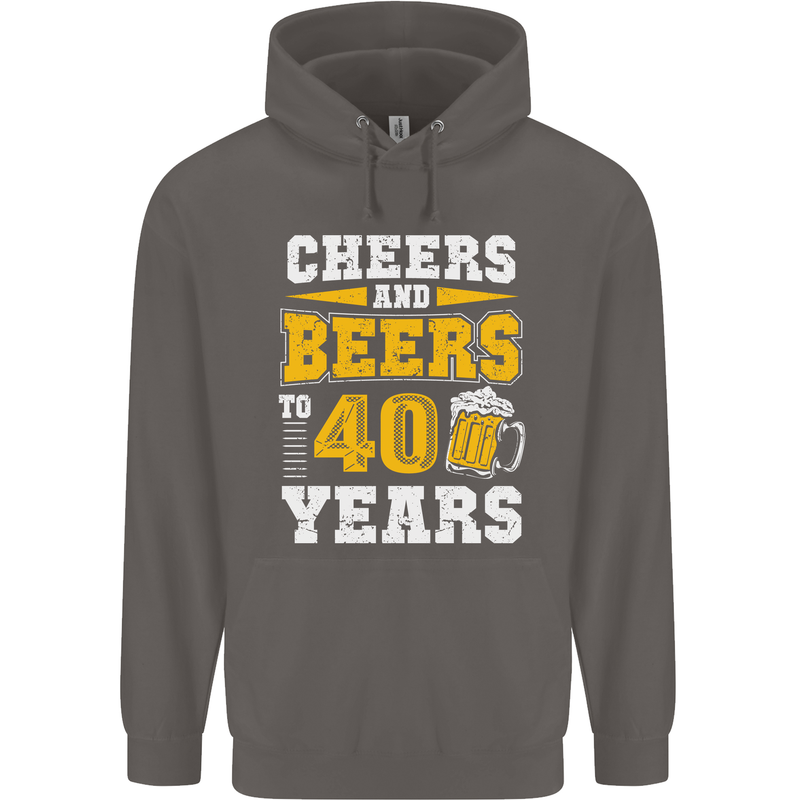 40th Birthday 40 Year Old Funny Alcohol Mens 80% Cotton Hoodie Charcoal