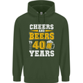 40th Birthday 40 Year Old Funny Alcohol Mens 80% Cotton Hoodie Forest Green