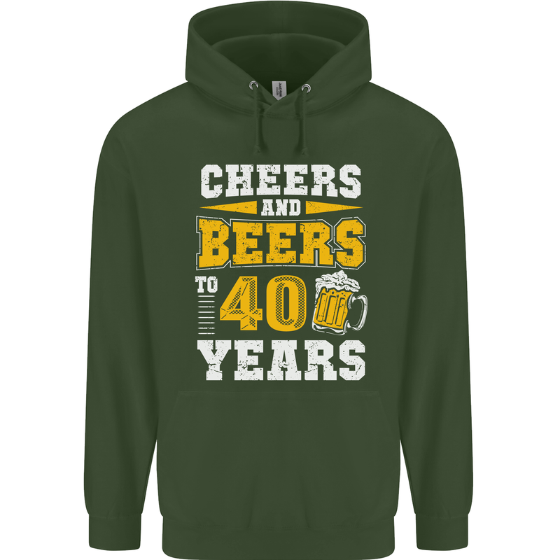 40th Birthday 40 Year Old Funny Alcohol Mens 80% Cotton Hoodie Forest Green