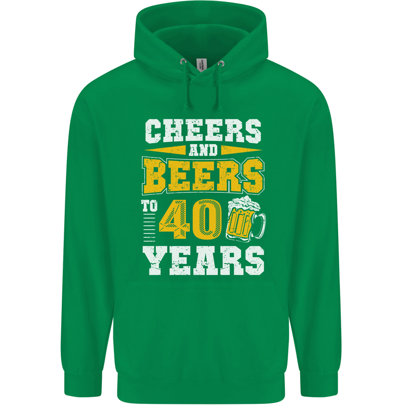 40th Birthday 40 Year Old Funny Alcohol Mens 80% Cotton Hoodie Irish Green