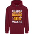 40th Birthday 40 Year Old Funny Alcohol Mens 80% Cotton Hoodie Maroon