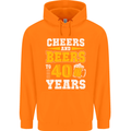 40th Birthday 40 Year Old Funny Alcohol Mens 80% Cotton Hoodie Orange