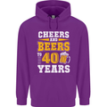 40th Birthday 40 Year Old Funny Alcohol Mens 80% Cotton Hoodie Purple