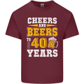 40th Birthday 40 Year Old Funny Alcohol Mens Cotton T-Shirt Tee Top Maroon