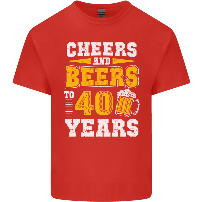 40th Birthday 40 Year Old Funny Alcohol Mens Cotton T-Shirt Tee Top Red