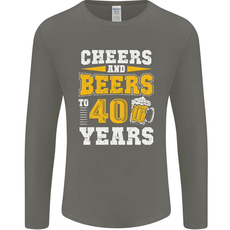 40th Birthday 40 Year Old Funny Alcohol Mens Long Sleeve T-Shirt Charcoal