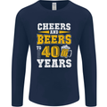 40th Birthday 40 Year Old Funny Alcohol Mens Long Sleeve T-Shirt Navy Blue