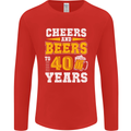 40th Birthday 40 Year Old Funny Alcohol Mens Long Sleeve T-Shirt Red