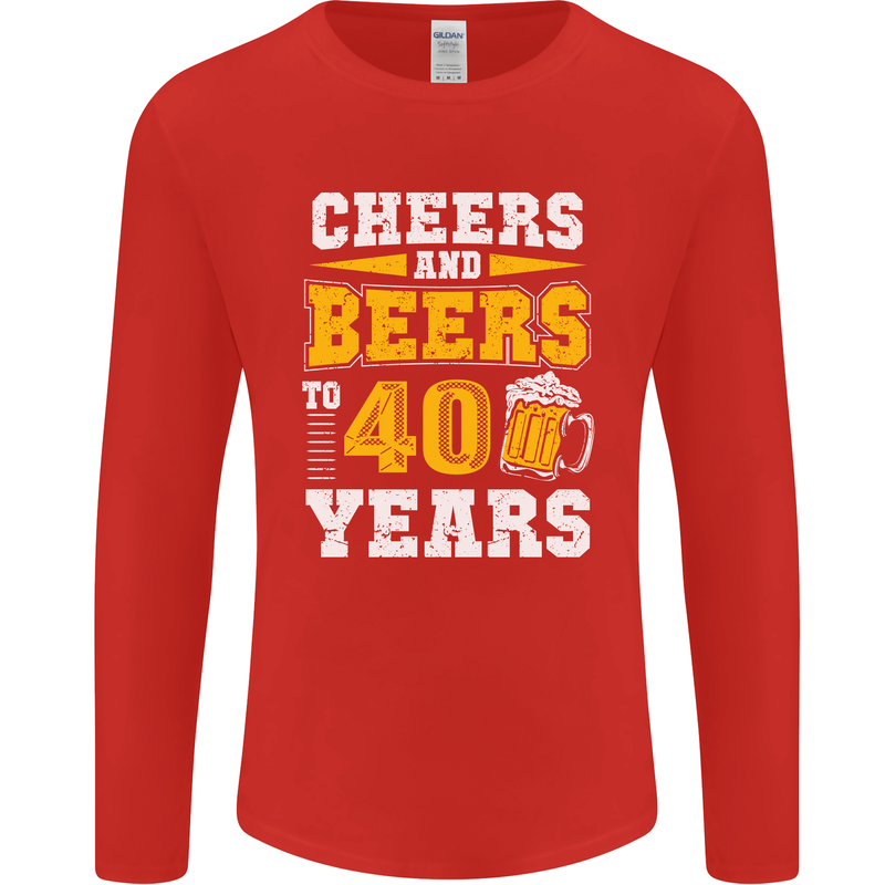 40th Birthday 40 Year Old Funny Alcohol Mens Long Sleeve T-Shirt Red