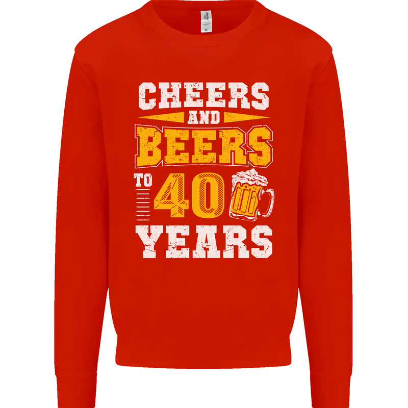40th Birthday 40 Year Old Funny Alcohol Mens Sweatshirt Jumper Bright Red
