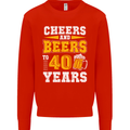 40th Birthday 40 Year Old Funny Alcohol Mens Sweatshirt Jumper Bright Red