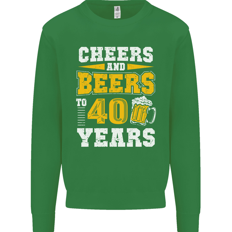 40th Birthday 40 Year Old Funny Alcohol Mens Sweatshirt Jumper Irish Green
