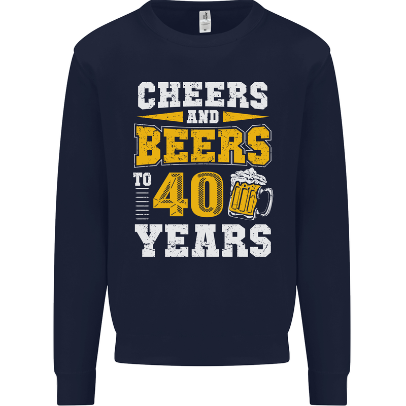 40th Birthday 40 Year Old Funny Alcohol Mens Sweatshirt Jumper Navy Blue
