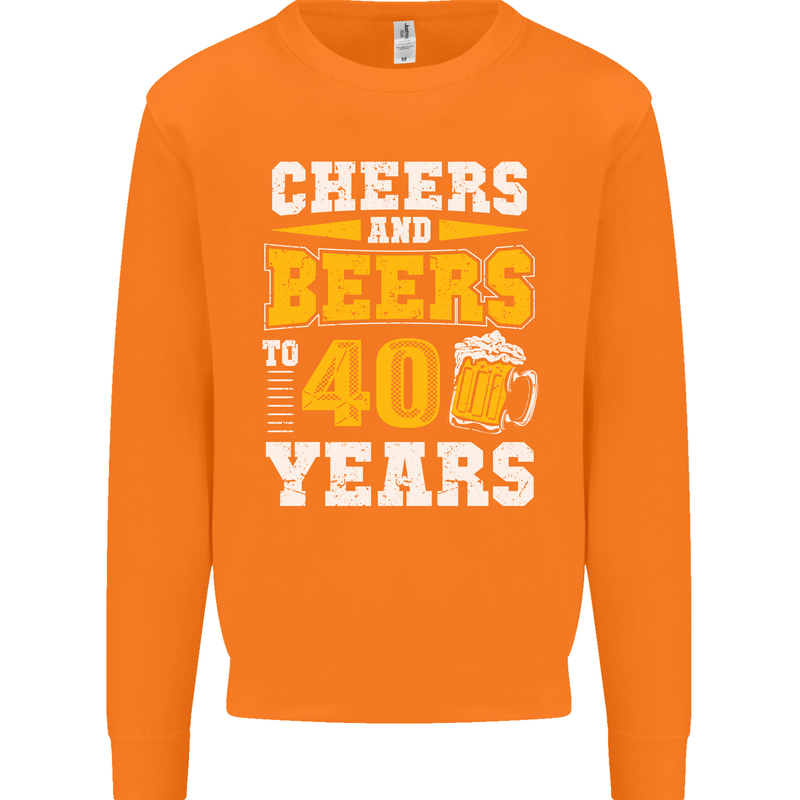 40th Birthday 40 Year Old Funny Alcohol Mens Sweatshirt Jumper Orange