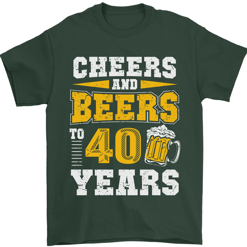 40th Birthday 40 Year Old Funny Alcohol Mens T-Shirt 100% Cotton Forest Green