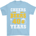 40th Birthday 40 Year Old Funny Alcohol Mens T-Shirt 100% Cotton Light Blue