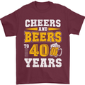 40th Birthday 40 Year Old Funny Alcohol Mens T-Shirt 100% Cotton Maroon