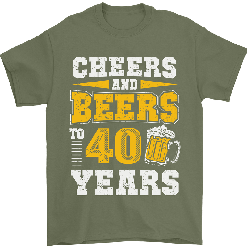 40th Birthday 40 Year Old Funny Alcohol Mens T-Shirt 100% Cotton Military Green