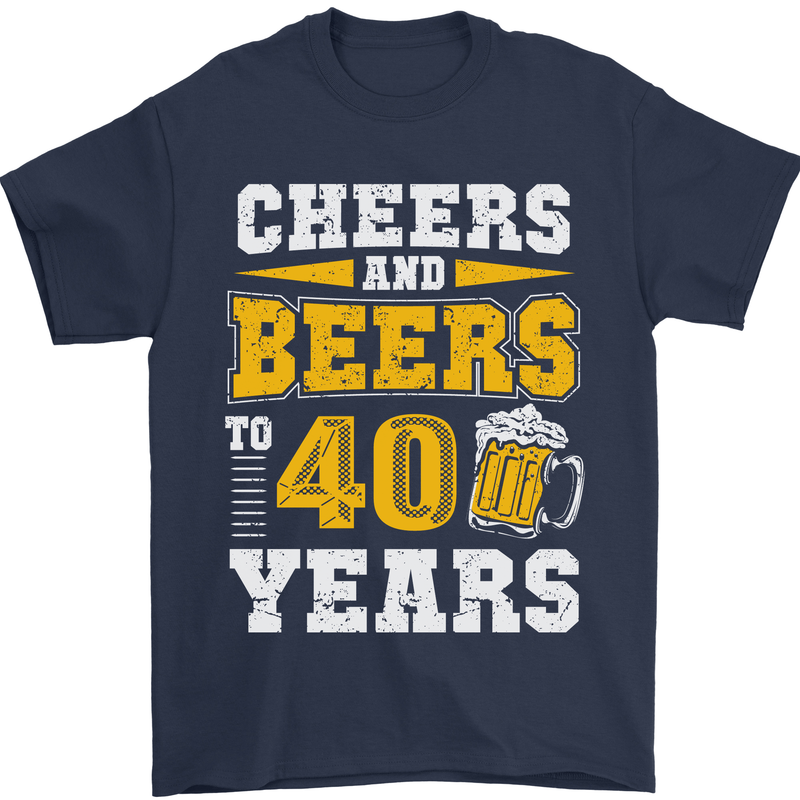 40th Birthday 40 Year Old Funny Alcohol Mens T-Shirt 100% Cotton Navy Blue