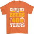 40th Birthday 40 Year Old Funny Alcohol Mens T-Shirt 100% Cotton Orange