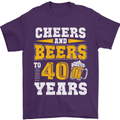 40th Birthday 40 Year Old Funny Alcohol Mens T-Shirt 100% Cotton Purple