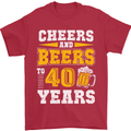 40th Birthday 40 Year Old Funny Alcohol Mens T-Shirt 100% Cotton Red