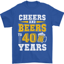 40th Birthday 40 Year Old Funny Alcohol Mens T-Shirt 100% Cotton Royal Blue