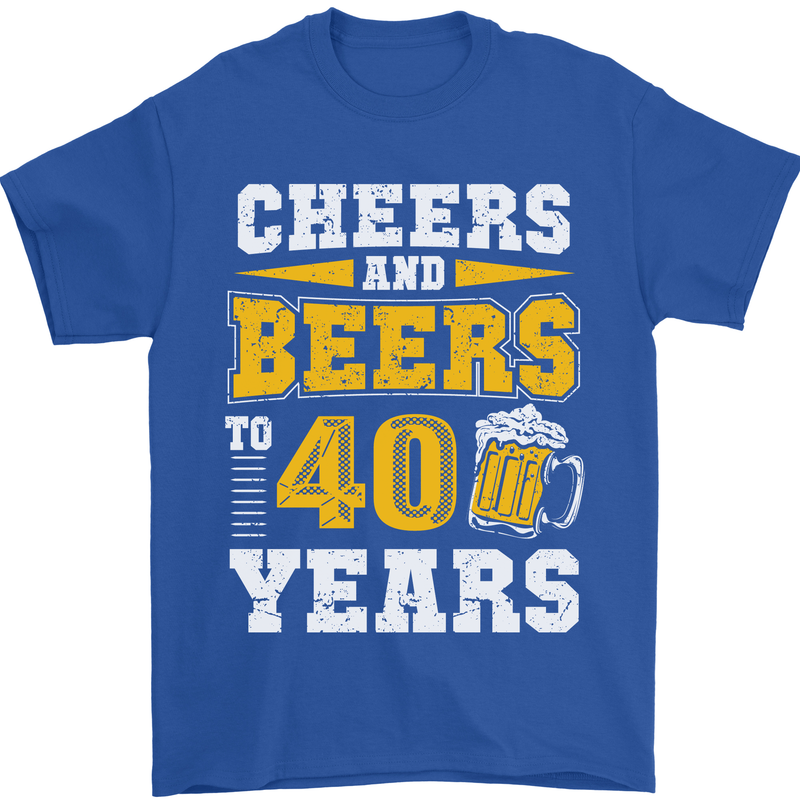 40th Birthday 40 Year Old Funny Alcohol Mens T-Shirt 100% Cotton Royal Blue