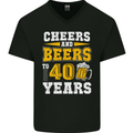 40th Birthday 40 Year Old Funny Alcohol Mens V-Neck Cotton T-Shirt Black