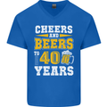 40th Birthday 40 Year Old Funny Alcohol Mens V-Neck Cotton T-Shirt Royal Blue