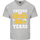 40th Birthday 40 Year Old Funny Alcohol Mens V-Neck Cotton T-Shirt Sports Grey