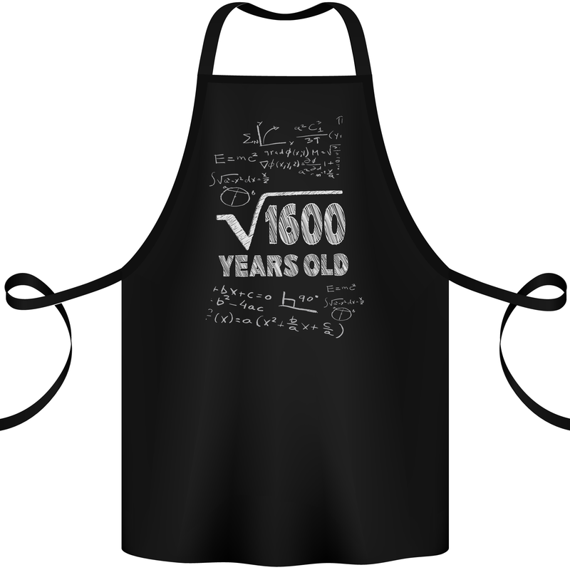 40th Birthday 40 Year Old Geek Funny Maths Cotton Apron 100% Organic Black