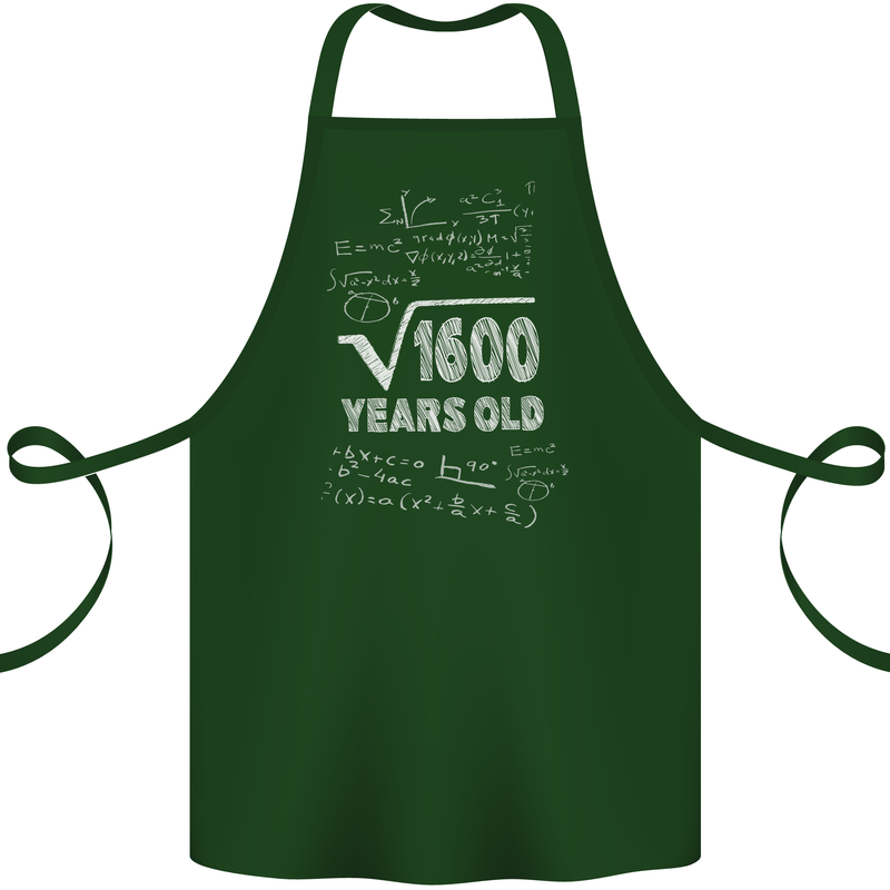 40th Birthday 40 Year Old Geek Funny Maths Cotton Apron 100% Organic Forest Green