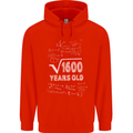 40th Birthday 40 Year Old Geek Funny Maths Mens 80% Cotton Hoodie Bright Red