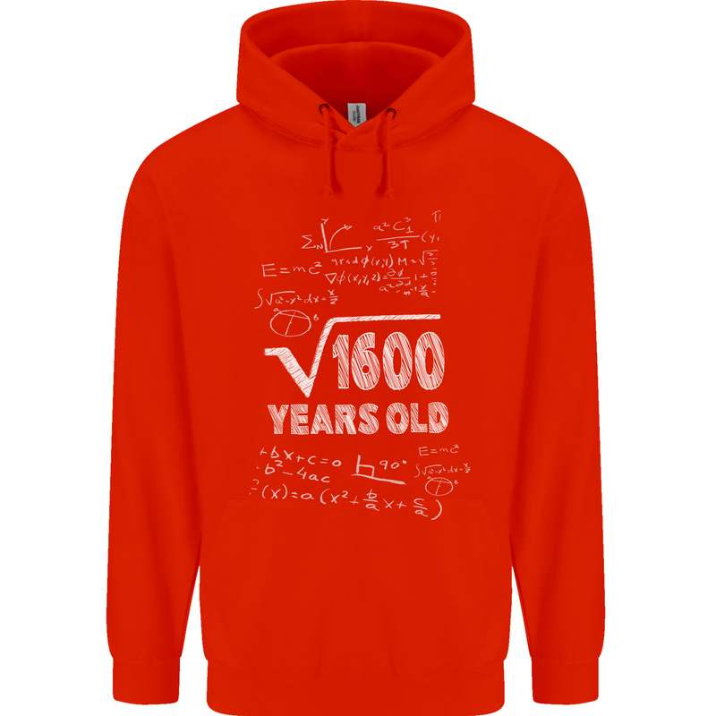 40th Birthday 40 Year Old Geek Funny Maths Mens 80% Cotton Hoodie Bright Red