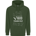 40th Birthday 40 Year Old Geek Funny Maths Mens 80% Cotton Hoodie Forest Green