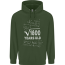 40th Birthday 40 Year Old Geek Funny Maths Mens 80% Cotton Hoodie Forest Green