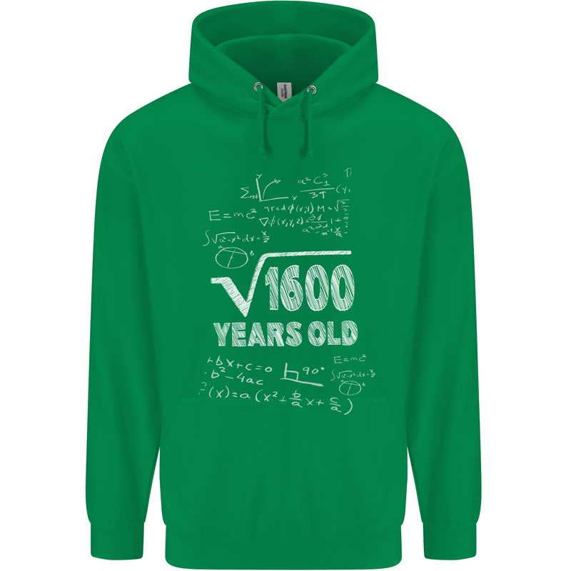 40th Birthday 40 Year Old Geek Funny Maths Mens 80% Cotton Hoodie Irish Green