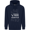 40th Birthday 40 Year Old Geek Funny Maths Mens 80% Cotton Hoodie Navy Blue