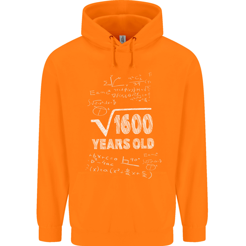 40th Birthday 40 Year Old Geek Funny Maths Mens 80% Cotton Hoodie Orange