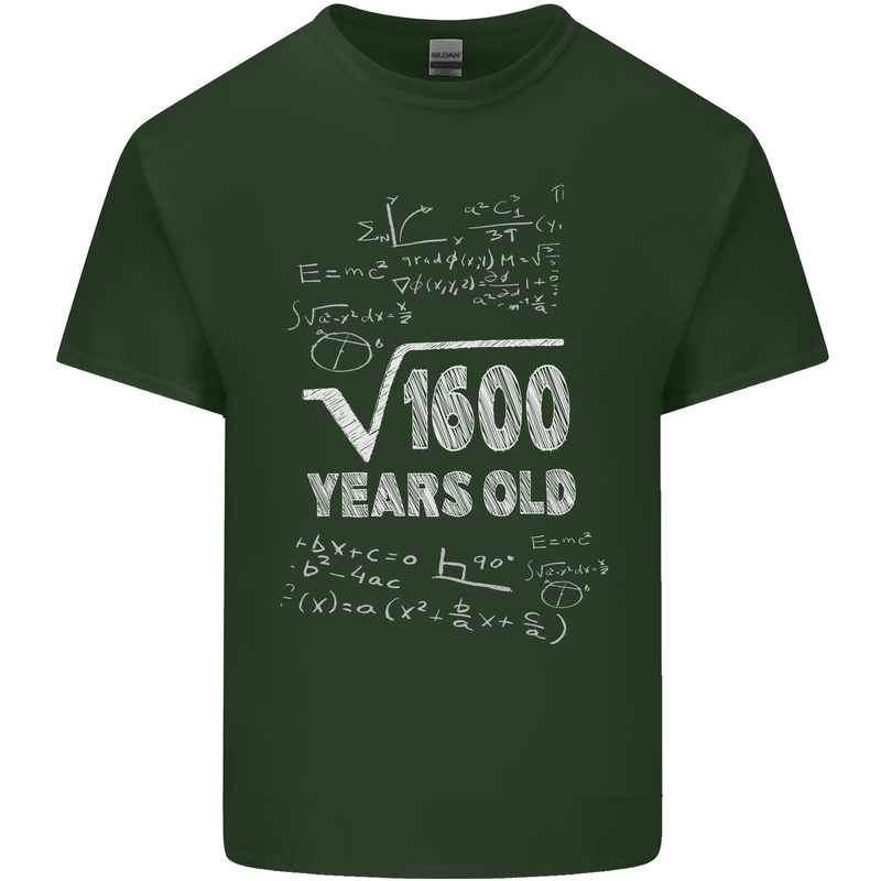 40th Birthday 40 Year Old Geek Funny Maths Mens Cotton T-Shirt Tee Top Forest Green