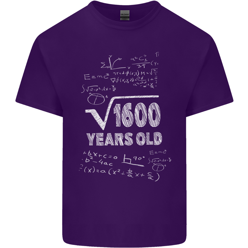 40th Birthday 40 Year Old Geek Funny Maths Mens Cotton T-Shirt Tee Top Purple