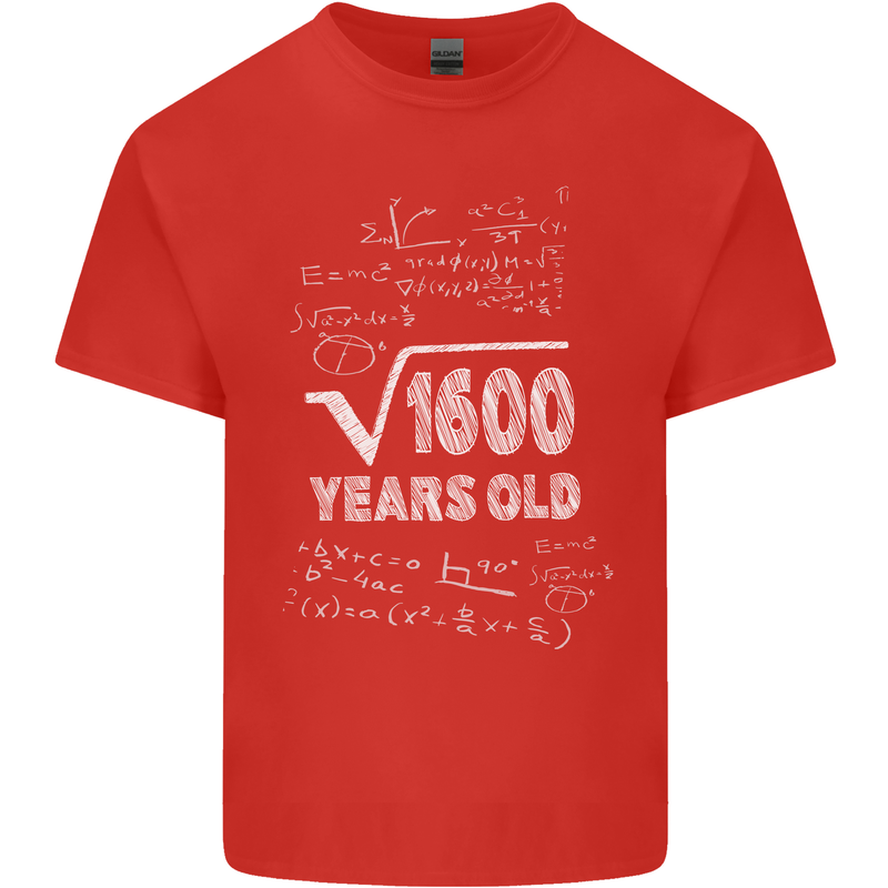 40th Birthday 40 Year Old Geek Funny Maths Mens Cotton T-Shirt Tee Top Red